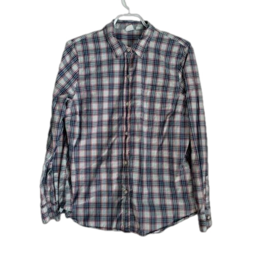Gap ladies button down plaid shirt red and blue size M